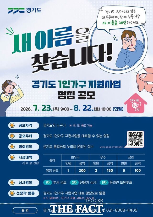 1인가구 지원사업 명칭 공모 홍보물 /경기도