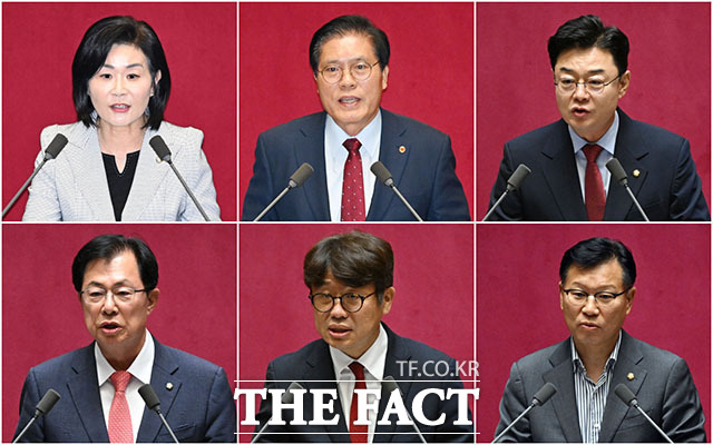 22대 국회 후반기 상임위원장으로 선출된 국민의힘 의원들이 23일 오후 서울 여의도 국회에서 열린 제 437회 국회(임시회) 2차 본회의에서 당선 인사를 하고 있다. 왼쪽 위부터 시계방향으로 김희정 교육위원장, 송석준 외교통일위원장, 김성원 산업통상자원중소벤처기업위원장, 이만희 보건복지위원장, 유의동 국토교통위원장, 이양수 정보위원장. /국회=서예원 기자