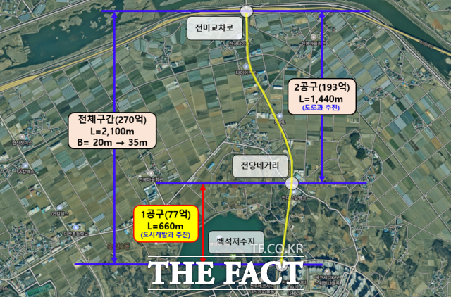 전주시 덕진구 과학로 확장 사업 위치도 및 횡단면도. /전주시