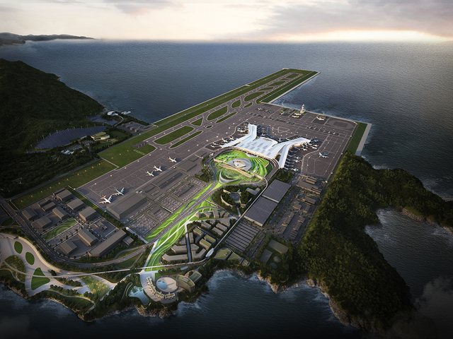 가덕도신공항 부지조성공사는 국가 균형발전과 동남권 관문공항 건설을 위한 핵심 인프라 사업이다. 2035년 개항을 목표로 한다. 사진은 가덕도신공항 조감도. /가덕도신공항건설공단