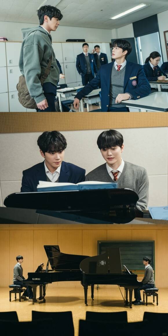 배우 송강과 이준영 주연의 tvN 새 토일드라마 포핸즈가 3단계 감정 변화를 담은 스틸 사진을 공개했다. /tvN