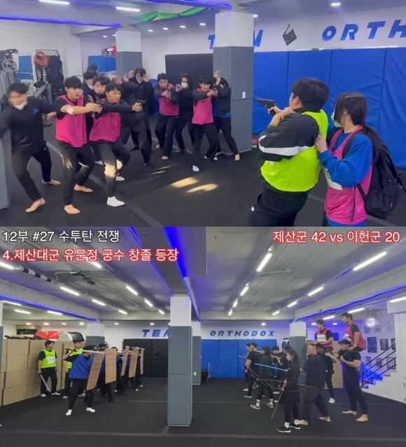 스턴트 배우들은 작품에 들어가기 전 점프 구르기 발차기 아크로바틱 등 다양한 액션 동작 연습을 진행한다. /오서독스 스턴트팀