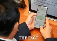  코스피 지수 확인하는 정청래 [포토]