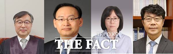 사진 왼쪽부터 김문관 부산지법원장, 김정중 광주지법 부장판사. 김예영 서울남부지법 부장판사, 김성수 서울고법 부장판사./대법원