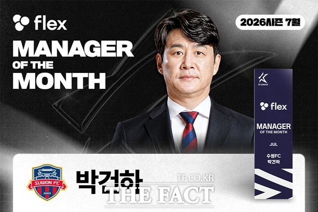 7월 4경기 3승 1무·12득점을 기록하며 2021년 5월 이후 5년 만에 이달의 감독에 선정된 박건하 감독./K리그