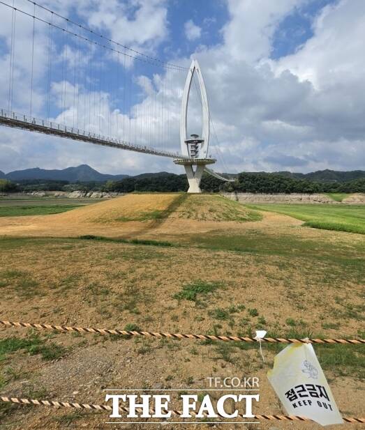 연이은 무더위로 기록적인 폭염이 이어지고 있는 지난 5일 전북 임실군 옥정호 바닥이 메말라 잡풀이 무성하게 자라고 있다. /뉴시스