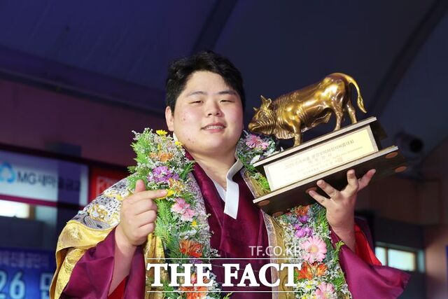 문경오미자장사씨름대회에서 장사에 오른 김민재 /영암군
