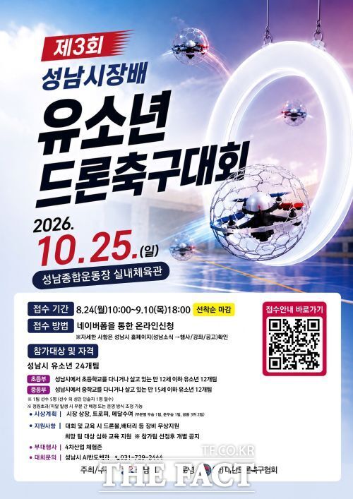 성남시장배 유소년 드론 축구대회 참가팀 모집 홍보물 /성남시
