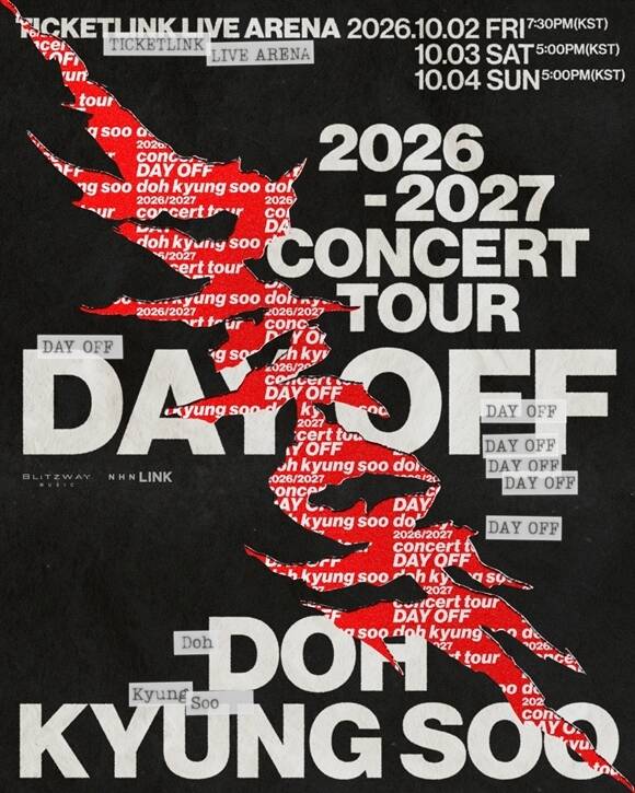 도경수의 새로운 콘서트 투어 'DAY OFF'는 오는 10월 2일 오후 7시 30분 서울 송파구 티켓링크 라이브 아레나에서 포문을 연다. /블리츠웨이뮤직
