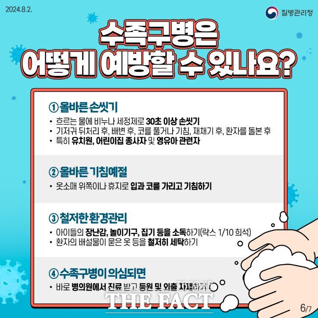 수족구병 예방 안내문. /질병관리청