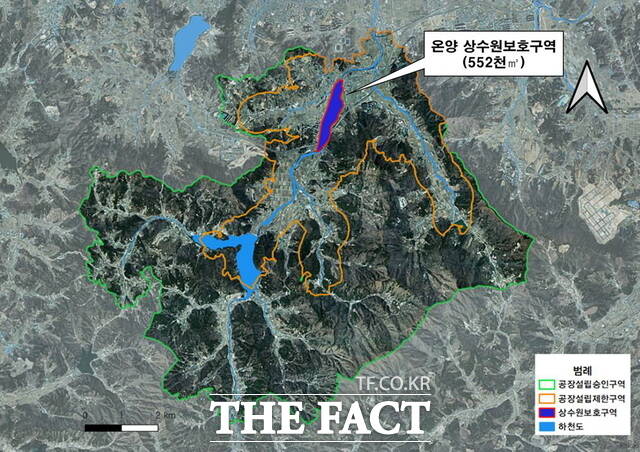 아산시 온양 상수원보호구역 위치도 /아산시