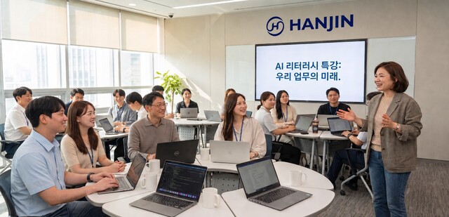 한진은 인공지능(AI) 기술 발전에 따른 업무 환경 변화에 맞춰 임직원 AI 역량을 강화하고 있다. /한진
