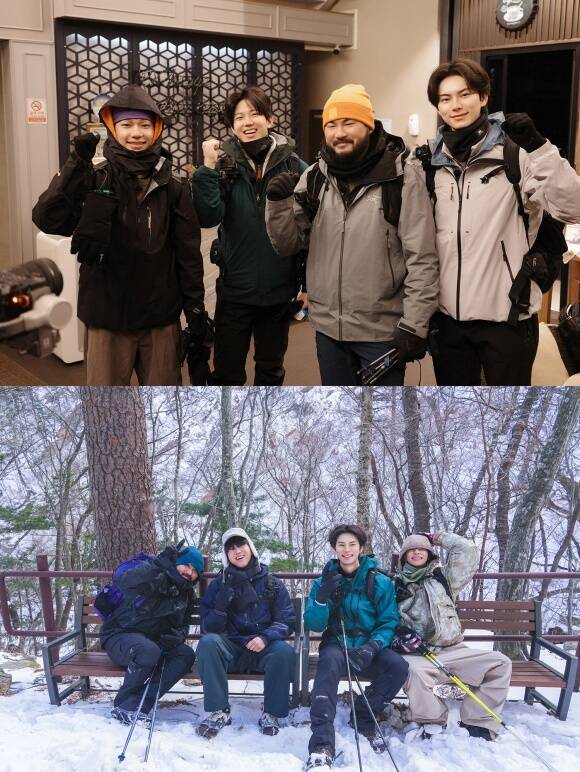 넷플릭스 새 예능 '대체 등산을 왜 하는 건데?'가 한 번도 등산을 해본 적 없는 카더가든 도운 이채민 타잔을 설산에 던져두고 어떤 케미를 이끌어낼지 이목이 집중된다. /넷플릭스