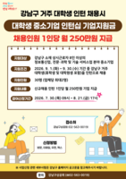 강남구, 대학생 30명에 중소기업 인턴 기회…월 최대 250만원 지원
