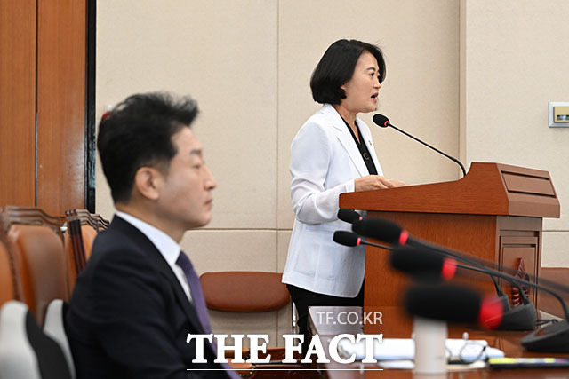 박지혜 탄소중립기본법심사소위원회 위원장이 발언하고 있다.