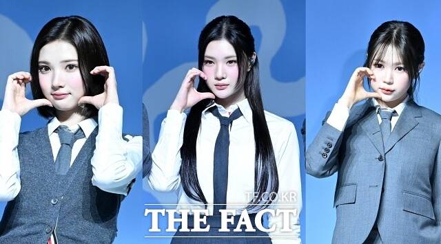 그룹 하츠투하츠의 지우 주은 예온(왼쪽부터)이 일본 예능 프로그램에서 보여준 '아프로펌 가발 착용'이 인종차별적이라는 지적이 나오자 사과했다./더팩트DB