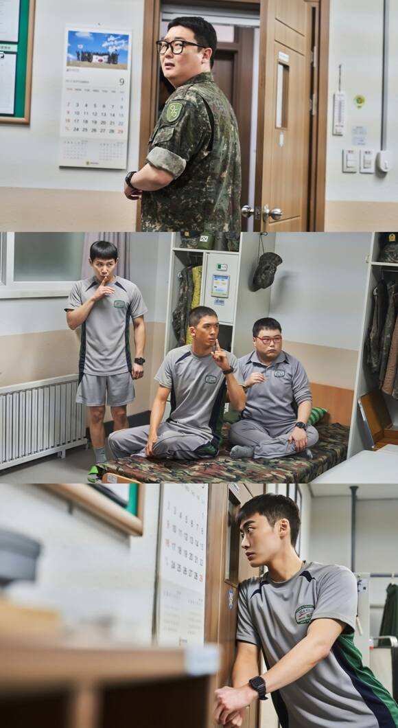 ENA 새 월화드라마 '신병4 : 사보타주'에 출연하는 배우 김민호 김요한 이원정 이충구 전승훈(맨 위부터 시계방향)의 스틸이 공개됐다. /KT스튜디오지니