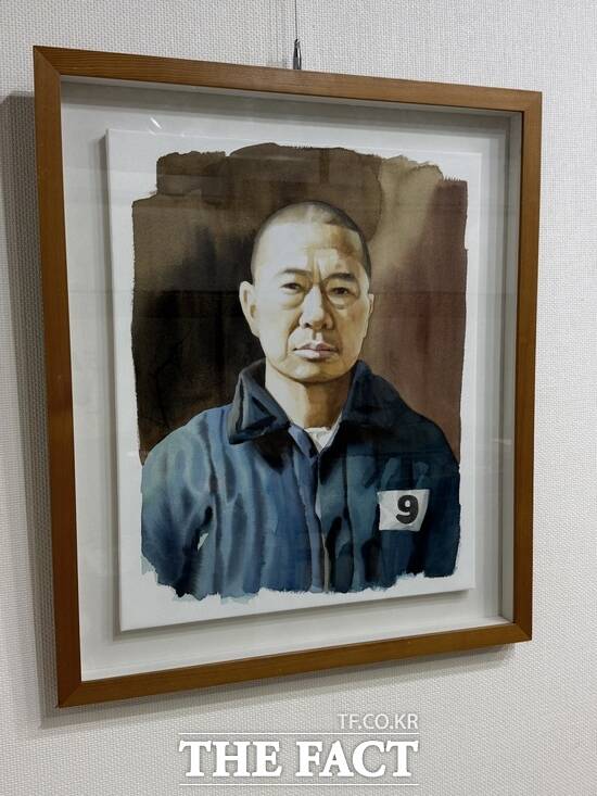 김대중기념공간에 전시되어 있는 김 전 대통령이 사형수로 복역할 당시 모습을 표현한 그림. /김승일 기자