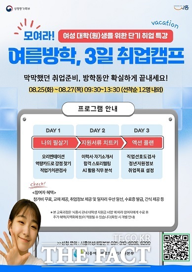 여성 대학(원)생 단기 취업캠프 참여자 모집 홍보물. /시흥시