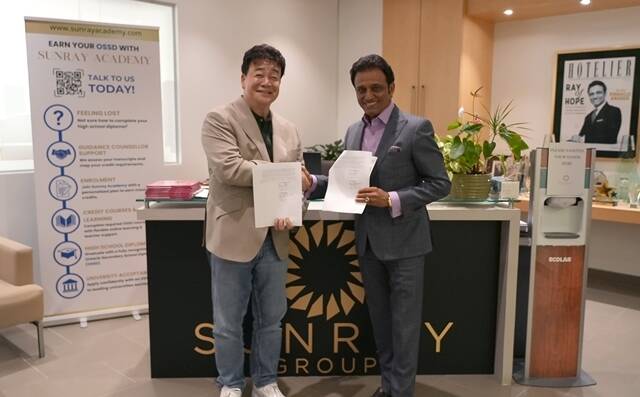 더본코리아는 백 대표가 캐나다 주요 호텔·부동산 기업인 썬레이그룹(Sunray Group)과 외식사업 협력을 위한 업무협약(MOU)을 체결했다고 18일 밝혔다. /더본코리아