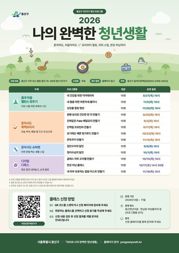 용산구가 '나의 완벽한 청년생활'을 운영한다. /용산구