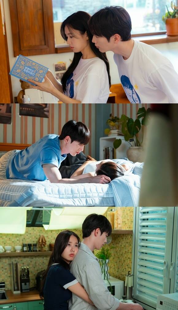 KBS2 새 토일 미니시리즈 '너 말고 다른 연애'에 출연하는 배우 안은진(맨 위 왼쪽)과 서강준의 스틸이 공개됐다. /KBS, 유니켐