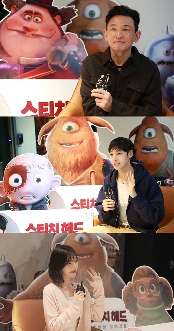 배우 황정민 추영우와 걸그룹 레드벨벳의 조이(위부터)가 애니메이션 영화 '스티치 헤드: 비밀의 성 꼬마괴물'로 뭉친다. /킨스튜디오