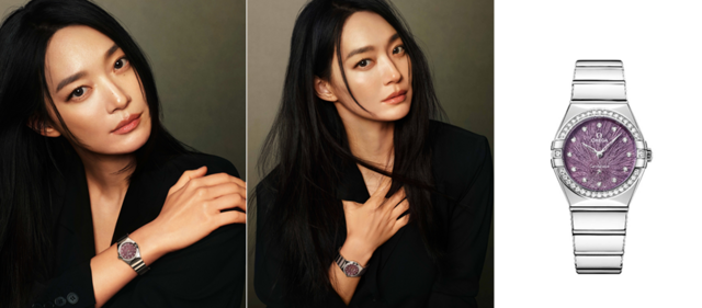 배우 신민아가 오메가의 아이코닉한 여성 워치 컬렉션 컨스텔레이션과 함께 세련되고 우아한 매력을 선보였다. /오메가