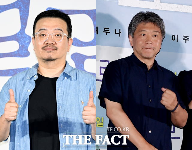 연상호 감독(왼쪽)과 고레에다 히로카즈 감독이 제51회 토론토국제영화제 공식 산업 프로그램 'TIFF Summit: Dialogues'에 참석해 대담을 나눈다. /더팩트 DB