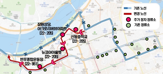 서초구는 다음 달 1일부터 공항버스 6703번이 잠원·반포 지역 4개 정류소를 추가로 경유해 인천공항까지 운행한다고 24일 밝혔다. 사진은 공항버스 6703번 노선도. /서초구