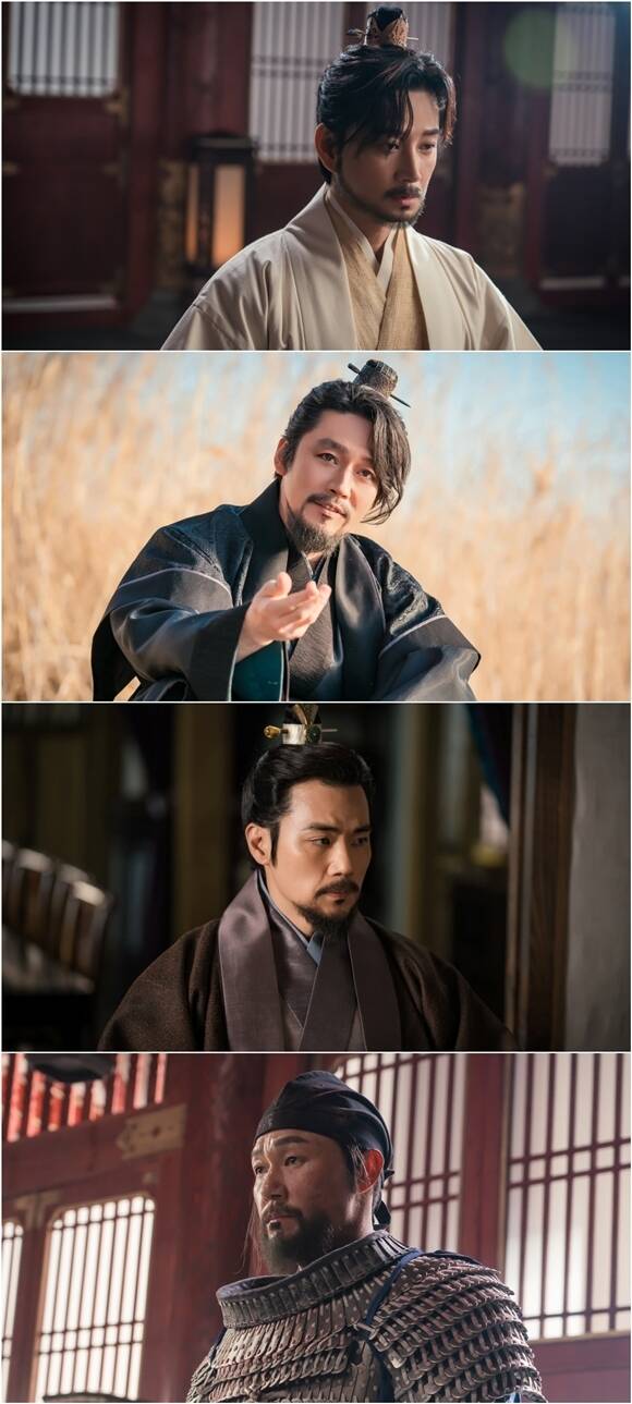 KBS2 새 대하드라마 '문무'에 출연하는 배우 이현욱 장혁 김강우 박성웅(위쪽부터)의 캐릭터 스틸이 공개됐다. /KBS