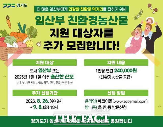 임산부 친환경농산물 지원 대상자 추가 모집 홍보물. /경기도