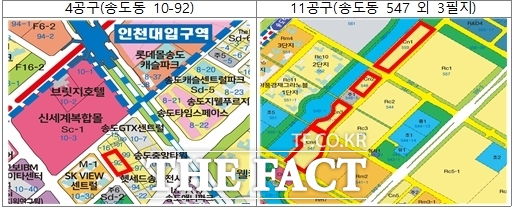 인천 송도 4·11공구 매각 대상 토지 위치도. /인천경제청