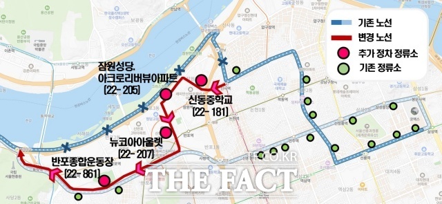 서초구는 다음 달 1일부터 공항버스 6703번이 잠원·반포 지역 4개 정류소를 추가로 경유해 인천공항까지 운행한다고 24일 밝혔다. 사진은 공항버스 6703번 노선도. /서초구