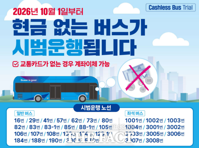 부산 현금없는 버스 시범 운영 홍보물. /부산시청