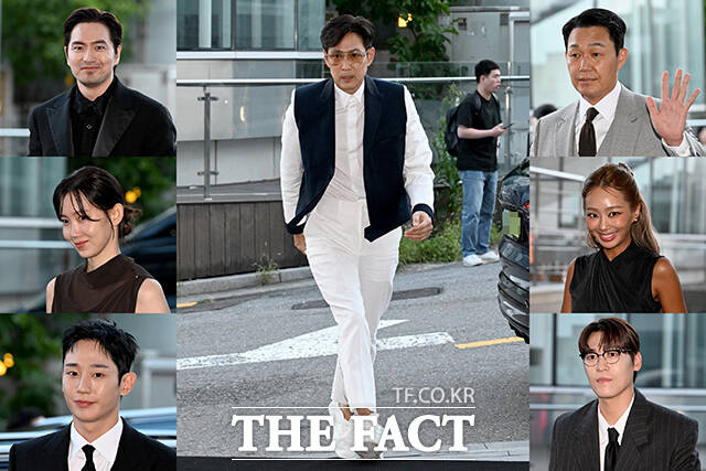배우 이진욱, 이정재, 박성웅, 가수 효린, 존박, 배우 정해인, 신현빈(왼쪽 위부터 시계방향)이 2일 오후 서울 용산구 리움미술관에서 열린 'CJ 나이트 인 셀러브레이션 오브 프리즈 서울' 행사에 참석하고 있다. /박상민 기자