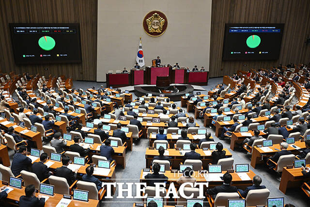 조정식 국회의장이 3일 오후 서울 여의도 국회에서 열린 제439회국회 2차 본회의에서 10.29 이태원참사 진상규명과 재발 방지를 위한 특별법 일부개정법률안 통과를 알리고 있다. /국회=남용희 기자