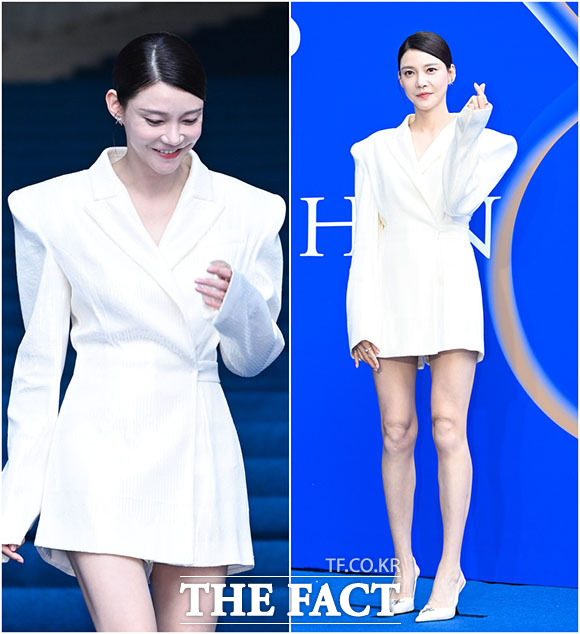 배우 차예련이 3일 오후 서울 중구 동대문디자인플라자(DDP)에서 열린 2027 S/S 서울패션위크 켈리신 포토월에 참석해 포즈를 취하고 있다. /서예원 기자