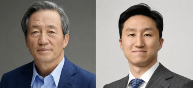 정몽준 아산사회복지재단 이사장(왼쪽)이 아들인 정기선 HD현대 회장에게 HD현대 지분 3.55%를 증여했다. /HD현대