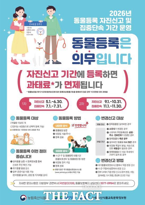 경기도가 운영하는 '2026년 동물등록 자진신고 및 집중단속 기간'의 안내 포스터. /경기도