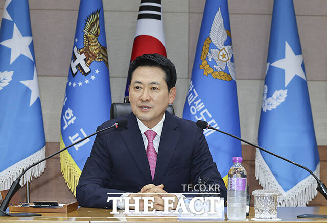 장동혁 국민의힘 대표가 7일 오후 충북 청주시 공군사관학교에서 열린 간담회에서 모두발언을 하고 있다. /청주=국회사진기자단