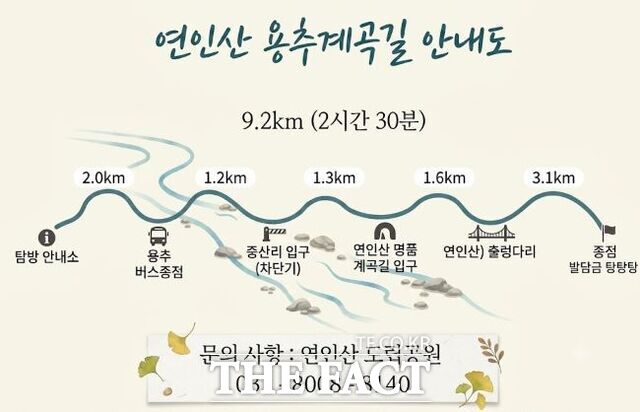 연인산 용추계곡길 안내도. /경기도