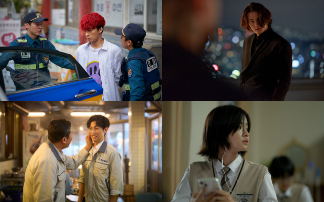배우 구교환 신승호 김시아 강기영(왼쪽 위부터 시계방향)이 호흡을 맞춘 영화 '부활남: 더 레드'의 프로덕션이 공개됐다. /롯데엔터테인먼트