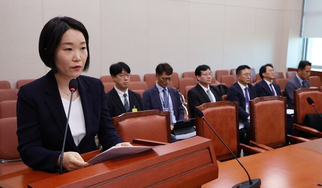 이소영 중소벤처기업부 장관 후보자가 15일 서울 여의도 국회에서 열린 인사청문회에서 모두발언을 하고 있다. /뉴시스