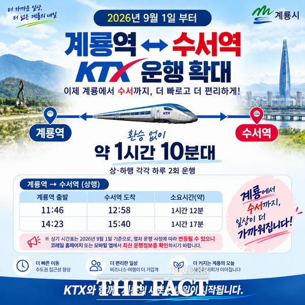 계룡역∼수서역 KTX 운행 확대 홍보 포스터 /계룡시