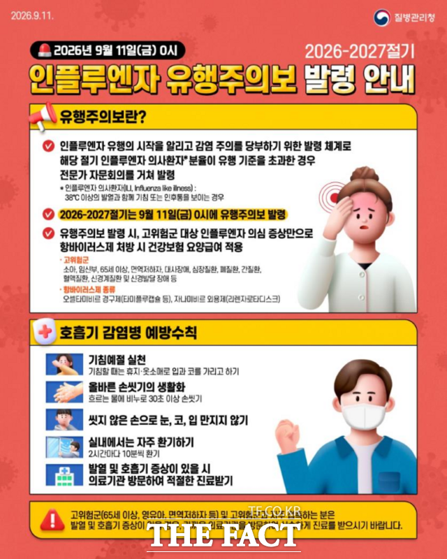인플루엔자 유행주의보 발령 홍보물. /경기도