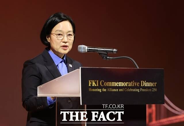 한성숙 국무총리는 17일 오후 서울 여의도 FKI타워 컨퍼런스센터에서 열린 '미국 건국 250주년 기념 감사 만찬' 특별 연설을 통해