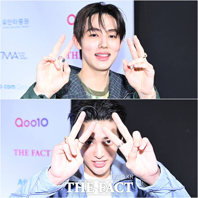 <더팩트>가 주최하고 팬앤스타와 UCW가 주관하는 ‘2026 더팩트 뮤직 어워즈(2026 THE FACT MUSIC AWARDS, TMA)’가 19일 오후 부산 연제구 부산아시아드주경기장에서 열린 가운데 코르티스 성현(위)과 건호가 블루카펫을 밟고 있다. /부산아시아드주경기장=박헌우 기자