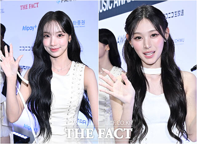 <더팩트>가 주최하고 팬앤스타와 UCW가 주관하는 ‘2026 더팩트 뮤직 어워즈(2026 THE FACT MUSIC AWARDS, TMA)’가 19일 오후 부산 연제구 부산아시아드주경기장에서 열린 가운데 리센느 원이(왼쪽)와 미나미가 블루카펫을 밟고 있다. /부산아시아드주경기장=박헌우 기자