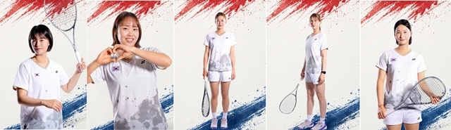 한국 남녀 정구(소프트테니스) 대표팀이 2026 아이치·나고야 아시안게임 단체전에서 동반 동메달을 수확했다. 왼쪽부터 정구 여자 국가대표팀 황정미, 이수진, 김한설, 김연화, 엄예진. /대한체육회